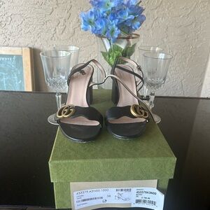 Gucci Black High-Heeled Heels with Ankle Strap